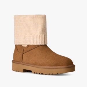 UGG 가을겨울 신상 여성용 편안하고 따뜻한 캐주얼 스퀘어토 롤업 니트 숏컷 첼시 부츠