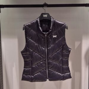 PXG 여성용 골프 상의 26년 겨울 스탠드 칼라 로고 단색 보온 다운 조끼