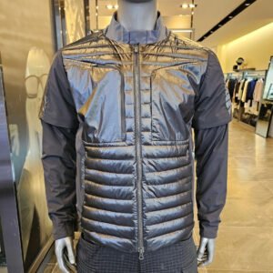 Amazingcre 남성용 한국형 가을겨울 골프 스탠드 칼라 지퍼 재킷 보온 다운 재킷 스포츠용 분리형 소매 의류