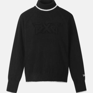 PXG 여성용 골프웨어 25년 가을겨울 시즌 로고 하이넥 캐주얼 바람막이 방한 보온 니트