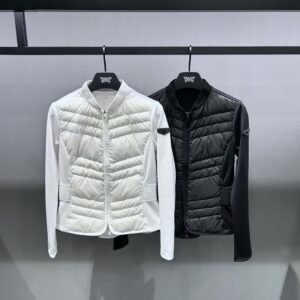 PXG 여성용 골프 아웃도어 다운 재킷 캐주얼 다용도 슬림핏 패치워크 보온 스탠드 칼라 아우터