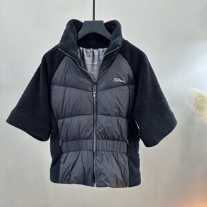 Titleist 여성용 골프 아웃도어 다운 재킷 캐주얼 다용도 슬림핏 패치워크 보온 스탠드 칼라 아우터
