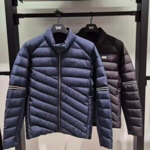 PXG 남성용 골프웨어 상의 겨울 스탠드 칼라 로고 솔리드 컬러 겨드랑이털 다운 스포츠 롱팔 아우터