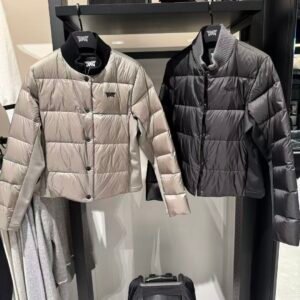 PXG 여성용 골프웨어 상의 겨울 스탠드 칼라 로고 컬러블록 겨드랑이털 다운 스포츠 롱팔 아우터