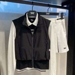 PXG 여성용 골프웨어 가을용 무지 경량 스트레치 스포츠 캐주얼 지퍼 스탠드 칼라 조끼