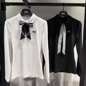 PXG 여성용 골프웨어 상의 가을 아카데미 스타일 연령감 줄이는 스포츠 속건성 슬림핏 칼라 긴팔 티셔츠