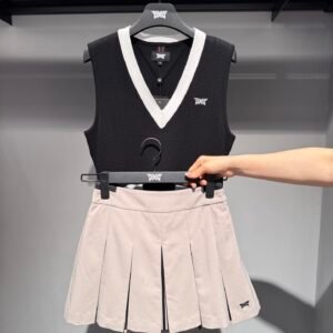 PXG 여성용 신상 골프 브이넥 니트 조끼 & 골프 스포츠 베스트 펠티스 스커트