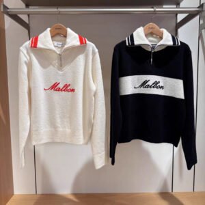 Malbon 여성용 골프웨어 칼라 반지퍼 긴팔 니트 운동 캐주얼 고탄력 보온 자켓