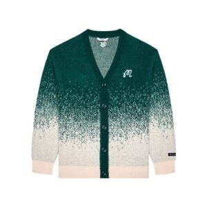 Malbon 남성 26년 가을겨울 신모델 그린 그라데이션 V넥 니트 카디건 트렌디 릴렉스한 스타일 맨투맵 코트 넓은 핏