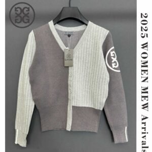 G/FORE 여성용 골프웨어 울 니트 가디건 슬림핏 몰딩 컬러블록 젊어보이는 롱슬리브 코트