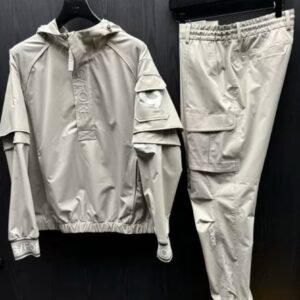 G/FORE 남성용 골프 세트｜무지 지퍼 후드 방풍 재킷｜운동 다용도 긴바지 세트