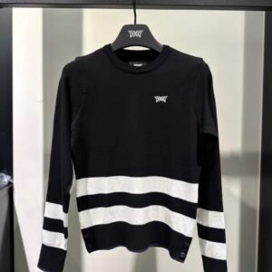 PXG 여성용 골프 웨어 할인 상품 가을 올매치 캐주얼 스포츠 슬림핏 스트라이프 라운드넥 니트 상의