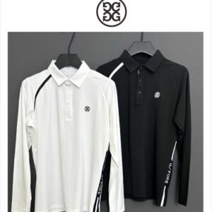 G/FORE 남성 컬러블록 슬림핏 흡습속건 보온 아웃도어 긴팔 폴로셔츠