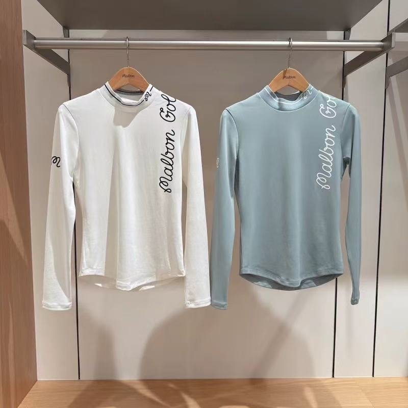 G/FORE 여성 골프웨어 2026 상의 GOLF 로고 컬러 매칭 하이넥 긴팔 티셔츠