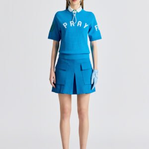 G/FORE 여성용 골프 패션 문자 니트 슬림 몸매 보정 반팔 티셔츠 아웃도어 스포츠 상의