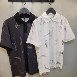 Amazingcre 남성 골프웨어 26년 여름 신상 편안한 속건성 캐주얼 칼라 자외선차단 프린트 반팔 아웃도어웨어