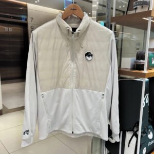 MALBON 골프웨어 남성용 25년 겨울 모델 스탠드 칼라 로고 패치워크 다운 롱슬리브 자켓