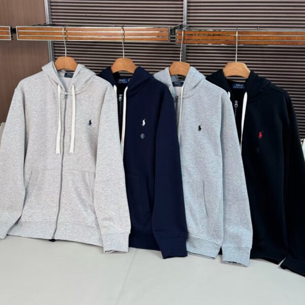 Ralph Lauren 봄가을 작은 말 자수 단색 후드 집업 루즈핏 폴로 남성 아우터