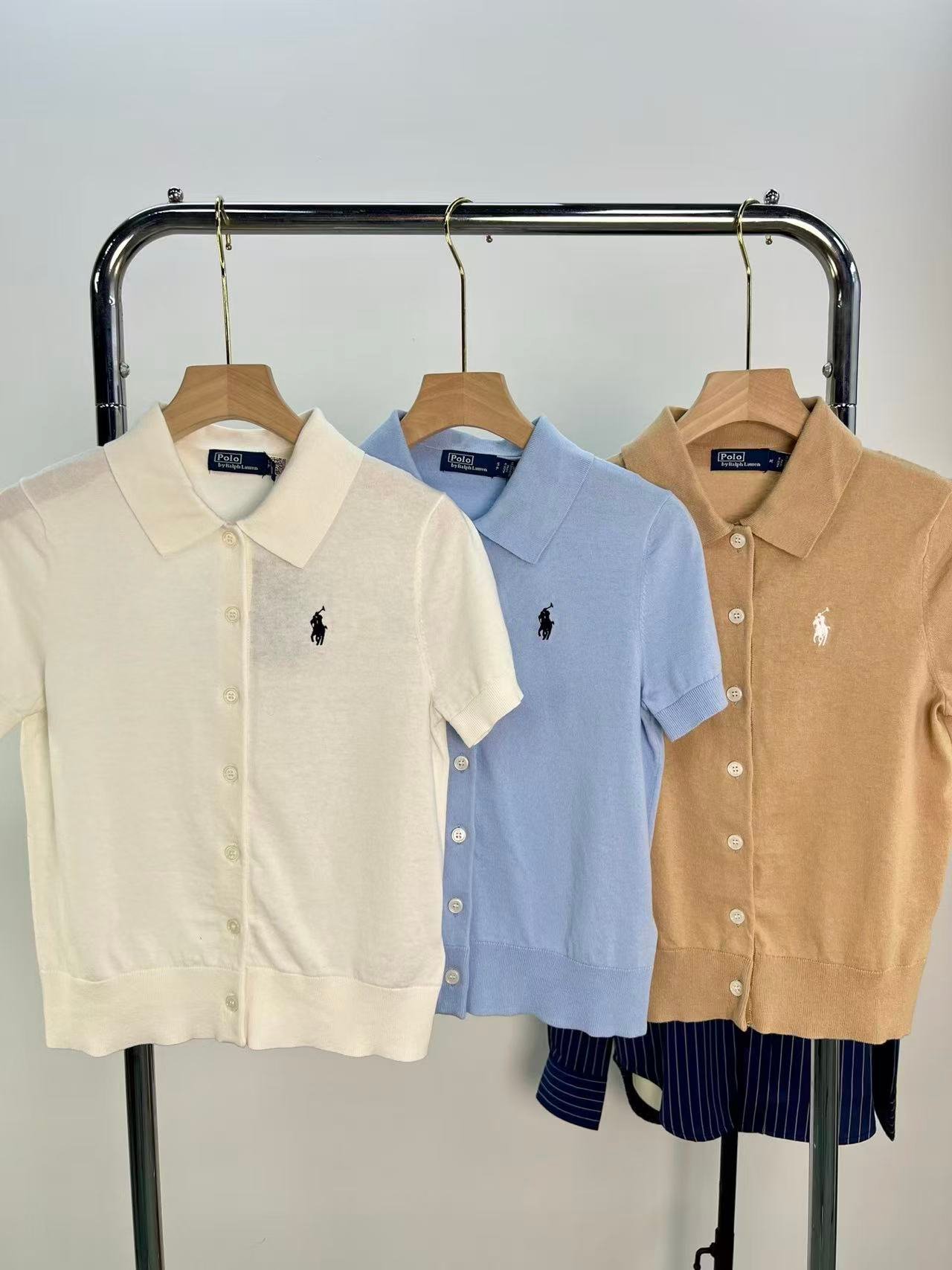 Ralph Lauren 봄여름 신상 싱글 브레스톤 클래식 포니 자수 여성 카라 심플 슬림 핏 데일리 니트