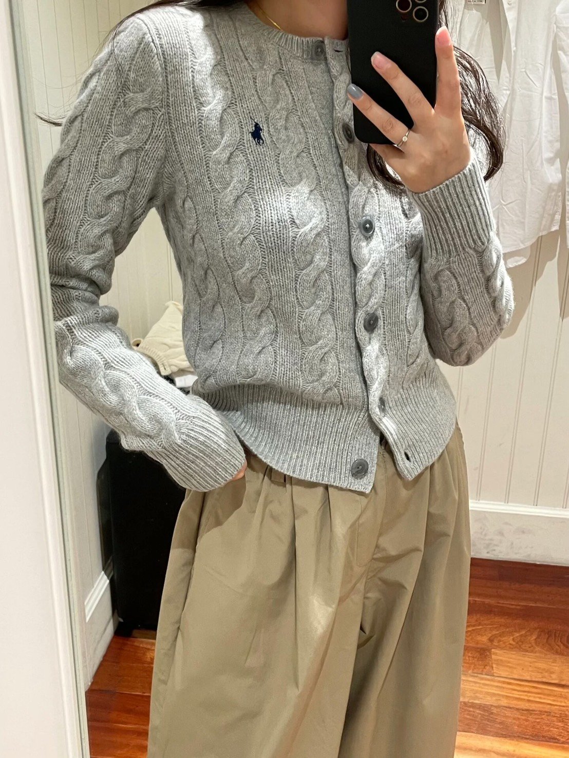 Ralph Lauren 케이블 니트 울 캐시미어 카디건