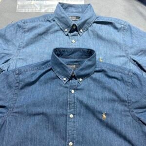 Ralph Lauren  남성 데님 반팔 셔츠, 일본식 심플 & 빈티지 스타일로 여름 코디에 제격입니다