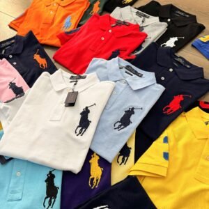 Ralph Lauren 남성용 빅 폴로 로고 자수 카라 반팔 폴로티 여름 신상 루즈핏 캐주얼 티셔츠