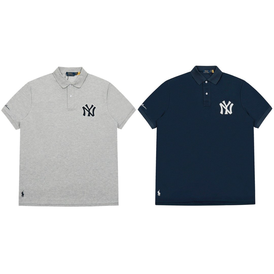 Ralph Lauren&NY콜라보레이션 신상 자수 폴로마크 포일칼라 베이직 반팔티