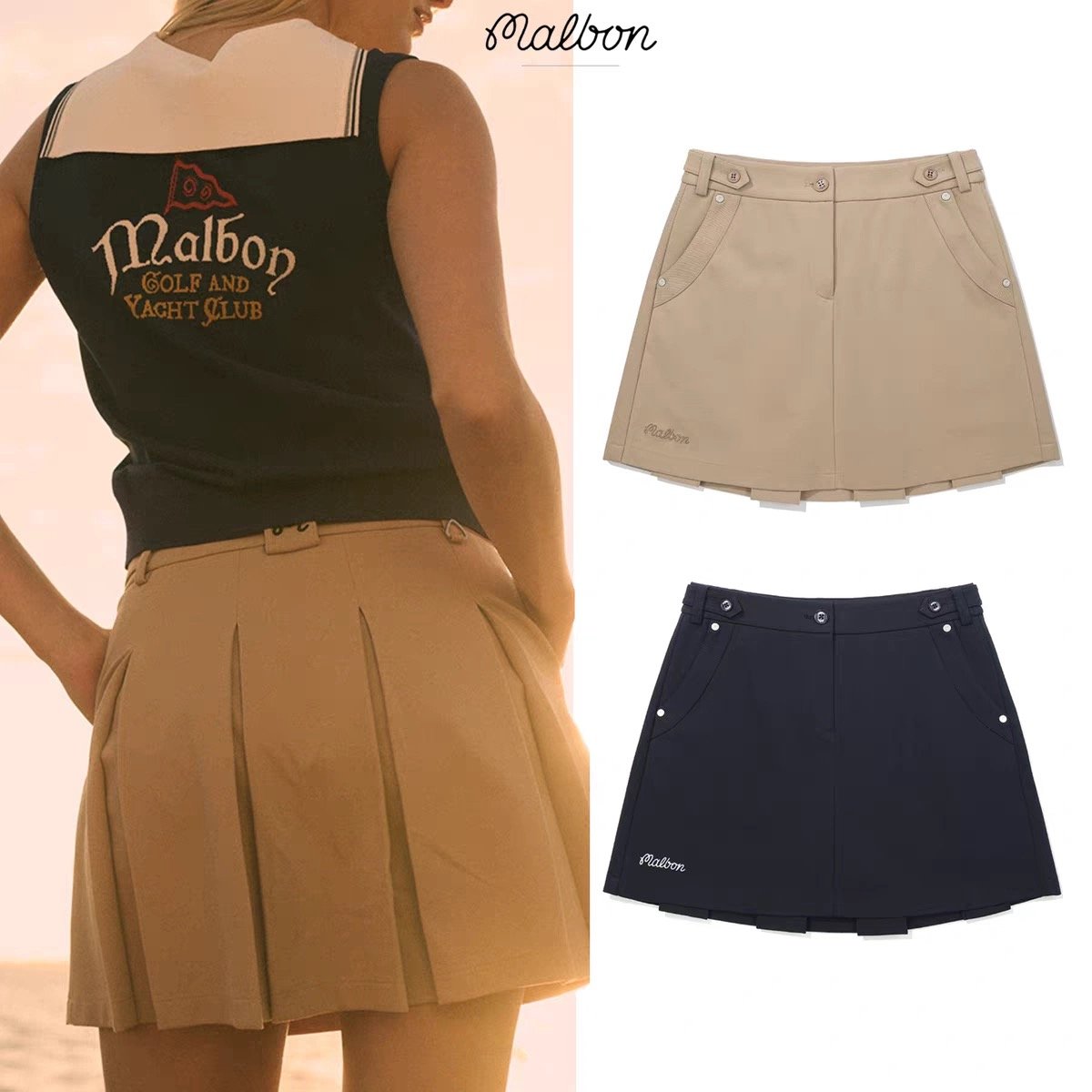 MALBON 26 여성 골프웨어 신상 스커트 / 운동&데일리 겸용 부드럽고 푹신한 A라인 미니스커트