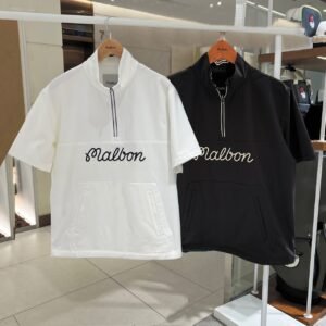 Malbon 남성 골프웨어 26 봄여름 시즌 로고 하프집업 칼라 반팔 풀오버 캐주얼 아웃도어 상의