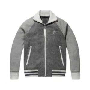 G/FORE 남성용 라이트 그레이 울 지퍼 야구 점퍼 보온성