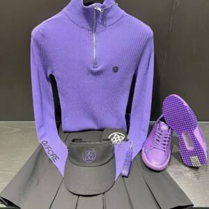 G/FORE여성용 디자인 지퍼 하프 하이넥 니트, 기모 원피스 내의 니트 티셔츠