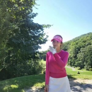 G/FORE 여성 신상 트렌디 니트 웨어 데일리 운동용 풀오버 레터링 디자인 골프 니트 슬림 핏 고탄력