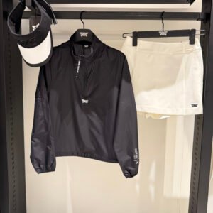 PXG 여성 골프웨어 26 봄 신상 하프지퍼 스탠드칼라 문양 디자인 씬긴팔 방풍 재킷