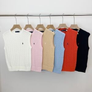 Ralph Lauren 클래식 꼬임짜기 폴로자수 크루넥 조끼